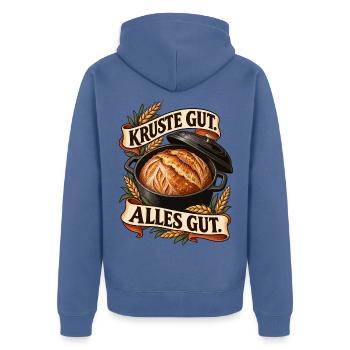 Krustenbrot im Topf – Alles gut - Unisex Premium Bio Zip Hoodie - Taubenblau - Hinten - Nico (187cm)