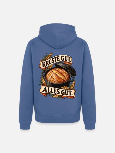 Krustenbrot im Topf – Alles gut - Unisex Premium Bio Zip Hoodie - Taubenblau