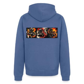 Gamer Motiv Ego Shooter - Geschenk für Zocker - Unisex Premium Bio Zip Hoodie - Taubenblau - Hinten - Nico (187cm)