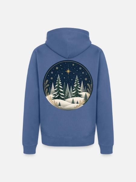 Winterwald Sternennacht Kreis - Unisex Premium Bio Zip Hoodie - Taubenblau