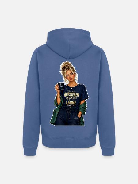 Aufstehenstimmung Morgenkick - Unisex Premium Bio Zip Hoodie - Taubenblau