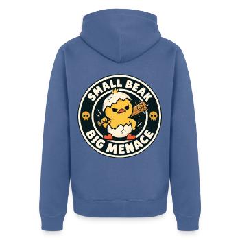 Kleiner Schnabel, Große Bedrohung - Unisex Premium Bio Zip Hoodie - Taubenblau - Hinten - Nico (187cm)