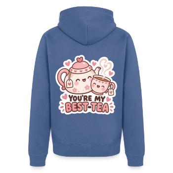 Best-Tea Freundschaft Teekannen-Duo - Unisex Premium Bio Zip Hoodie - Taubenblau - Hinten - Nico (187cm)
