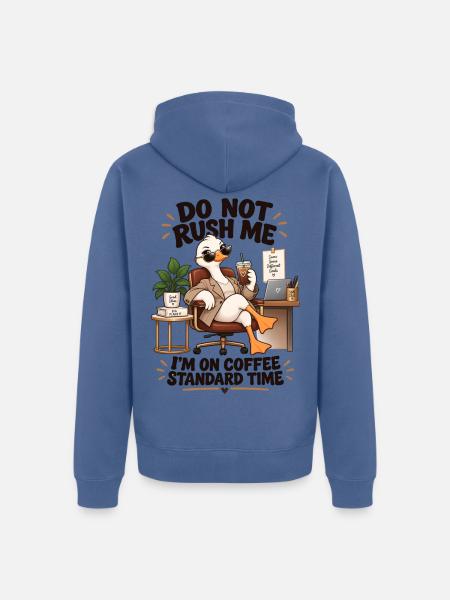 Kaffeezeit Büro Entschleunigung - Unisex Premium Bio Zip Hoodie - Taubenblau