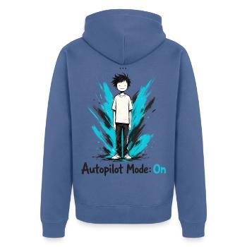 Autopilot Modus An - Unisex Premium Bio Zip Hoodie - Taubenblau - Hinten - Nico (187cm)