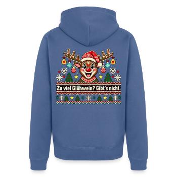 Glühwein Humor Ugly Christmas Party Weihnachten - Unisex Premium Bio Zip Hoodie - Taubenblau - Hinten - Nico (187cm)