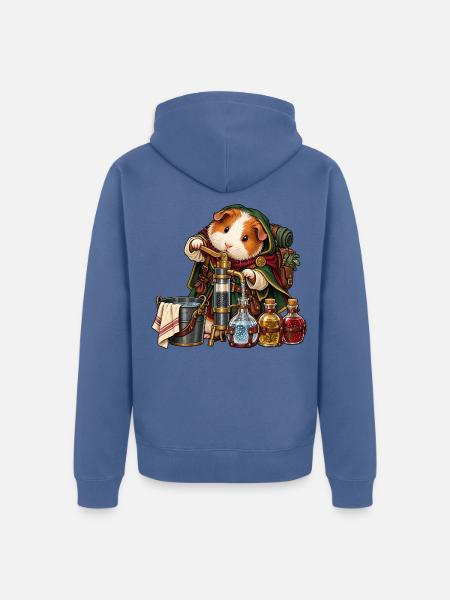 Meerschweinchen-Alchemist mit Zaubertränken - Unisex Premium Bio Zip Hoodie - Taubenblau