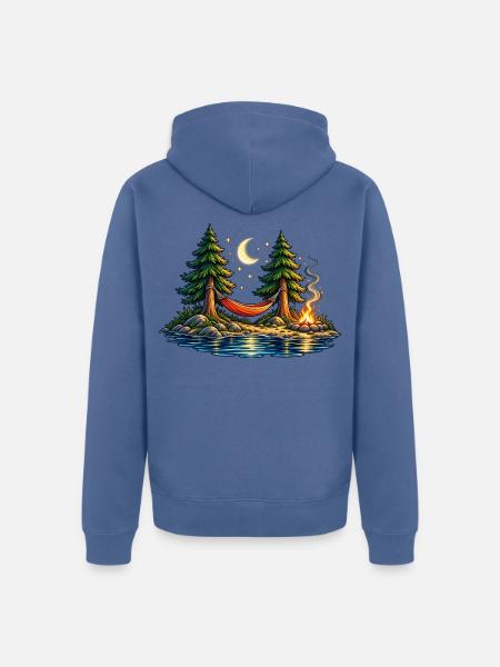 Moonlight Hammock – Auszeit unter Sternen - Unisex Premium Bio Zip Hoodie - Taubenblau