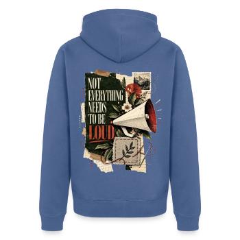 Nicht alles muss laut sein - Unisex Premium Bio Zip Hoodie - Taubenblau - Hinten - Nico (187cm)