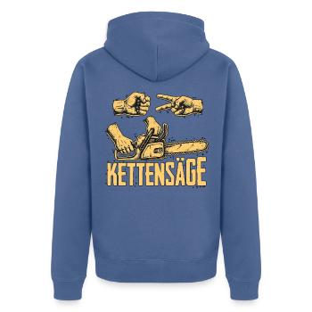 Schere Stein Kettensäge - Unisex Premium Bio Zip Hoodie - Taubenblau - Hinten - Nico (187cm)