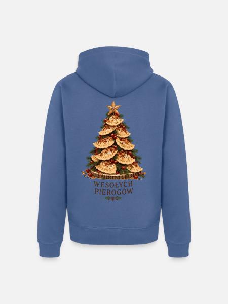 Wesołych Pierogów polnisches Weihnachtsbaumdesign - Unisex Premium Bio Zip Hoodie - Taubenblau