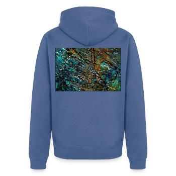 dickicht - Unisex Premium Bio Zip Hoodie - Taubenblau - Hinten - Nico (187cm)