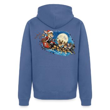 Punk-Mondnacht-Hasen-Schlittenzug - Unisex Premium Bio Zip Hoodie - Taubenblau - Hinten - Nico (187cm)