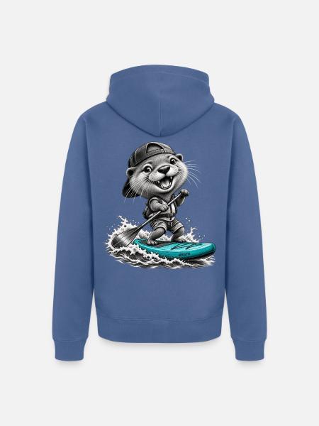 Standup-Otter Surfing - Unisex Premium Bio Zip Hoodie - Taubenblau