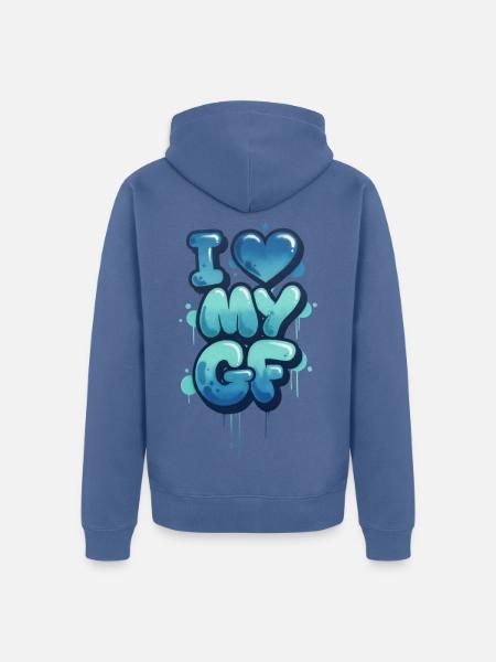 Ich liebe meine Freundin - Unisex Premium Bio Zip Hoodie - Taubenblau