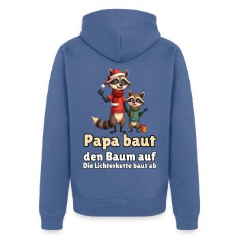 Waschbär-Papa zu Weihnachten - Unisex Premium Bio Zip Hoodie - Taubenblau - Hinten - Nico (187cm)