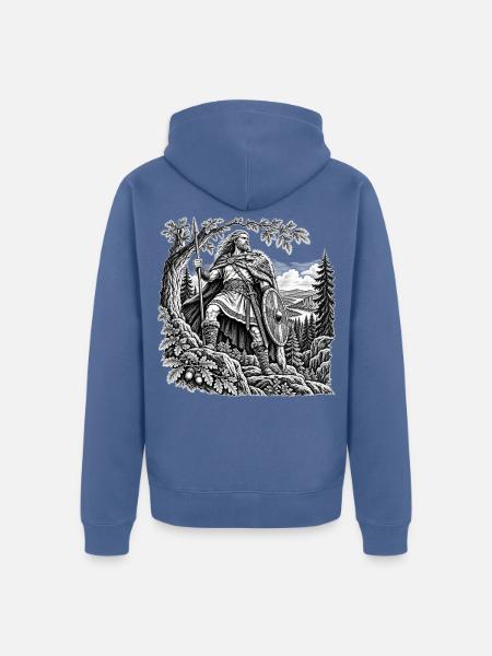 Hermann der Cherusker – Arminius im Eichenwald - Unisex Premium Bio Zip Hoodie - Taubenblau