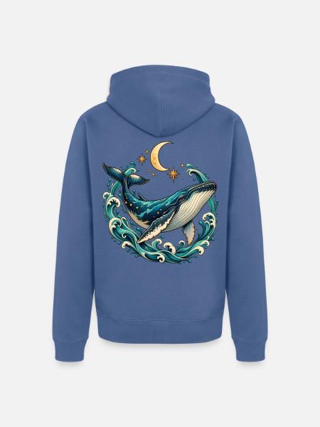 Mondwal Kosmische Meeresnacht - Unisex Premium Bio Zip Hoodie - Taubenblau