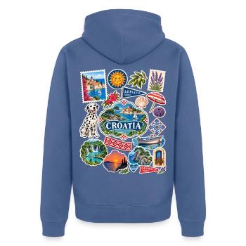 Kroatien Reisesticker - Unisex Premium Bio Zip Hoodie - Taubenblau - Hinten - Nico (187cm)