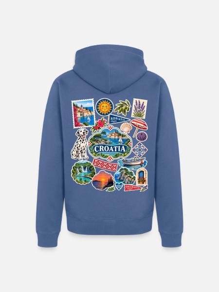 Kroatien Reisesticker - Unisex Premium Bio Zip Hoodie - Taubenblau