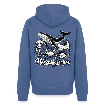Meeresforscher Meerestiere  Kopieren - Unisex Premium Bio Zip Hoodie - Taubenblau - Hinten - Nico (187cm)