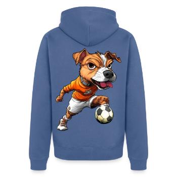 JRT Fussball - Unisex Premium Bio Zip Hoodie - Taubenblau - Hinten - Nico (187cm)