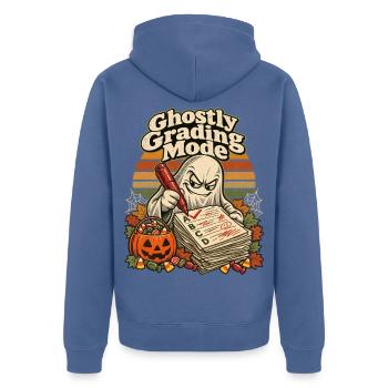 Halloween Lehrer Geist im Grading Mode - Unisex Premium Bio Zip Hoodie - Taubenblau - Hinten - Nico (187cm)