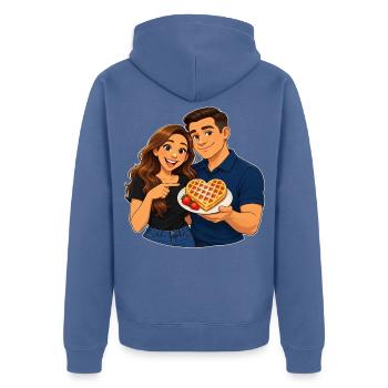 Herzförmiges Waffel-Liebesdate - Unisex Premium Bio Zip Hoodie - Taubenblau - Hinten - Nico (187cm)