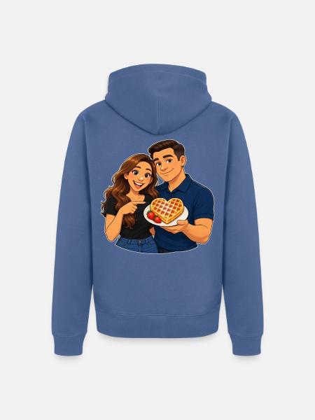 Herzförmiges Waffel-Liebesdate - Unisex Premium Bio Zip Hoodie - Taubenblau
