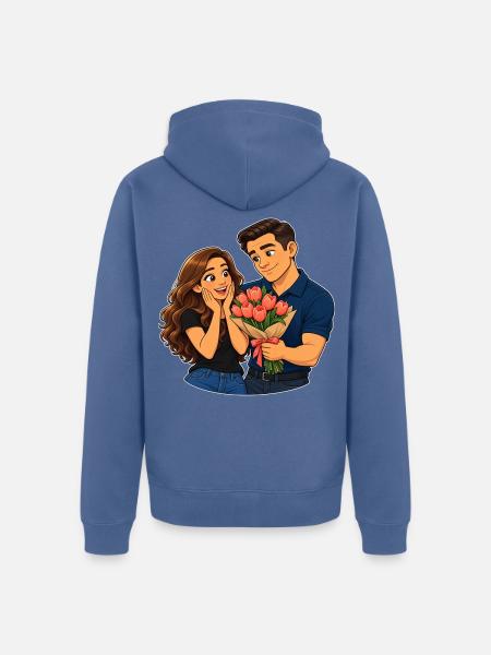 Tullips Überraschungs-Liebesmoment - Unisex Premium Bio Zip Hoodie - Taubenblau