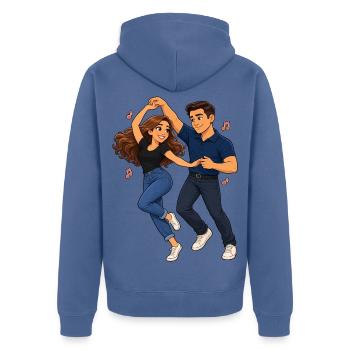 Swinging-Dance-Paar-Illustration - Unisex Premium Bio Zip Hoodie - Taubenblau - Hinten - Nico (187cm)