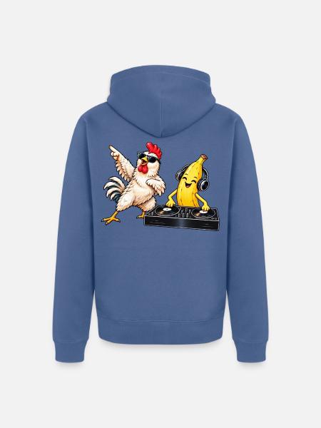 Chicken, Banana, DJ lustig - Unisex Premium Bio Zip Hoodie - Taubenblau