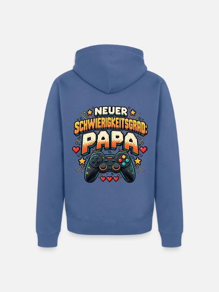 Neuer Schwierigkeitsgrad Papa - Unisex Premium Bio Zip Hoodie - Taubenblau