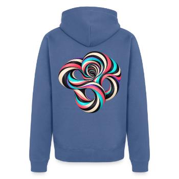 Abstrakte Spirale Optische Täuschung Bunter Wirbel - Unisex Premium Bio Zip Hoodie - Taubenblau - Hinten - Nico (187cm)