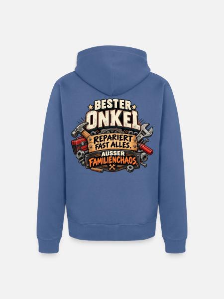 Bester Onkel – Repariert Fast Alles - Unisex Premium Bio Zip Hoodie - Taubenblau
