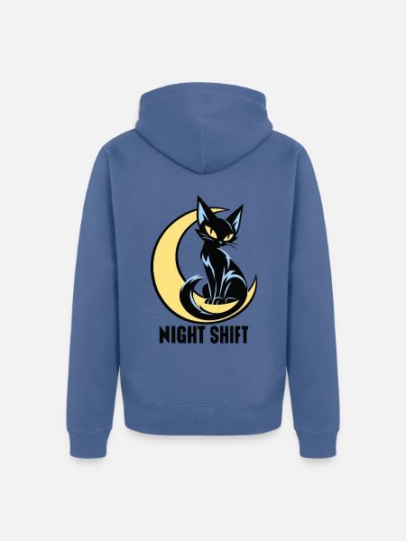 Mondkatze Nachtlicht - Unisex Premium Bio Zip Hoodie - Taubenblau