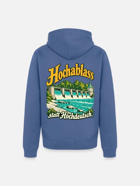 Hochablass statt Hochdeutsch - Unisex Premium Bio Zip Hoodie - Taubenblau