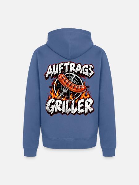 Auftrags Griller: Feuer & Wurst - Unisex Premium Bio Zip Hoodie - Taubenblau
