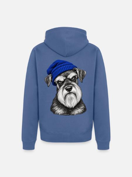 Hund mit blauem Strickhut - Unisex Premium Bio Zip Hoodie - Taubenblau