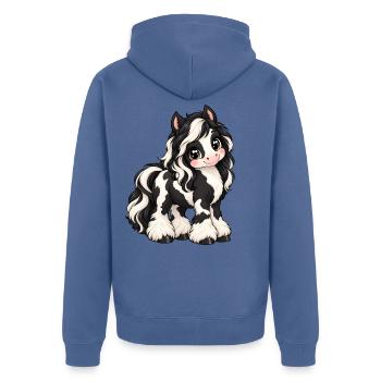 Tinker Irish Cob im Kawaii-Stil - Unisex Premium Bio Zip Hoodie - Taubenblau - Hinten - Nico (187cm)
