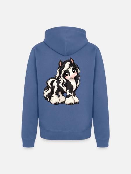 Tinker Irish Cob im Kawaii-Stil - Unisex Premium Bio Zip Hoodie - Taubenblau