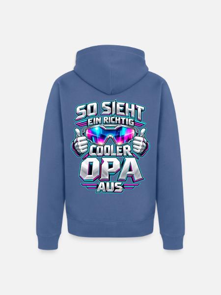 Cooler Opa mit futuristischer Brille - Unisex Premium Bio Zip Hoodie - Taubenblau