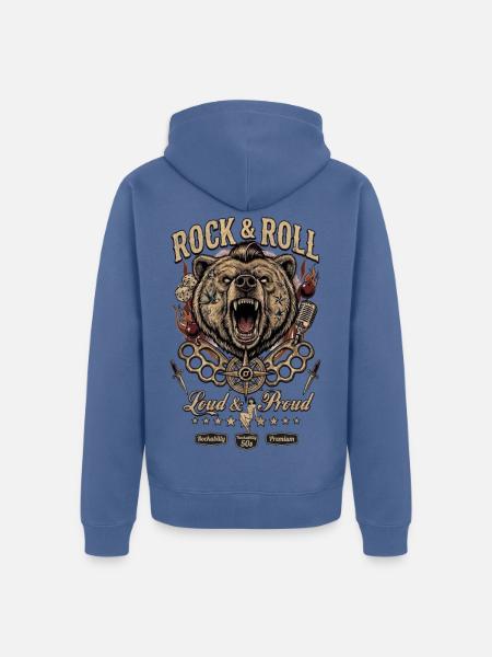 Rock & Roll Bär – Laut & Stolz - Unisex Premium Bio Zip Hoodie - Taubenblau