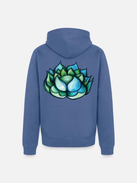Blaugrüne Aquarell-Sukkulente - Unisex Premium Bio Zip Hoodie - Taubenblau