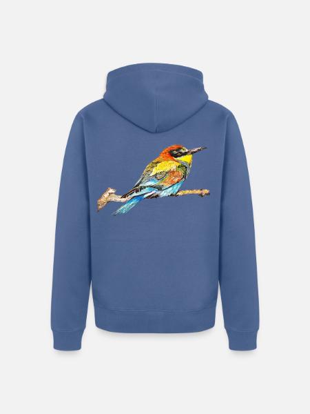 Bienenfresser I. - Vogel - Unisex Premium Bio Zip Hoodie - Taubenblau