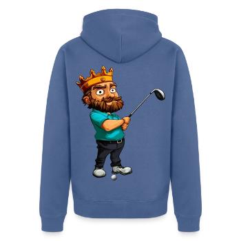 Könige Golf / Golfer King - Unisex Premium Bio Zip Hoodie - Taubenblau - Hinten - Nico (187cm)