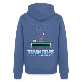 TINNITUS IMMER AUF EMPFANG - Unisex Premium Bio Zip Hoodie - Taubenblau - Hinten - Nico (187cm)
