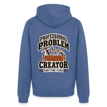 Professioneller Problemlöser Teilzeit-Fixer - Unisex Premium Bio Zip Hoodie - Taubenblau - Hinten - Nico (187cm)