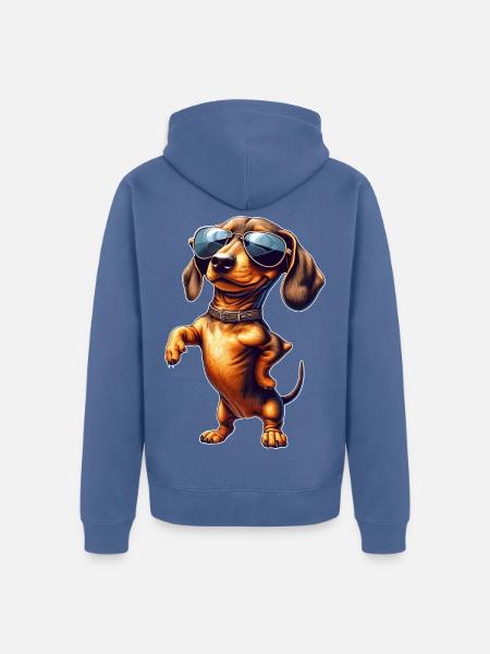 Sonnenbrillen Dackel Style - Unisex Premium Bio Zip Hoodie - Taubenblau