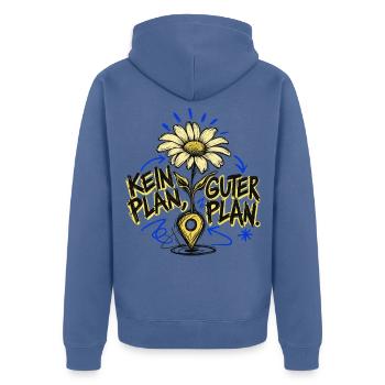 Kein Plan, Gut Plan – Blumen Doodle - Unisex Premium Bio Zip Hoodie - Taubenblau - Hinten - Nico (187cm)